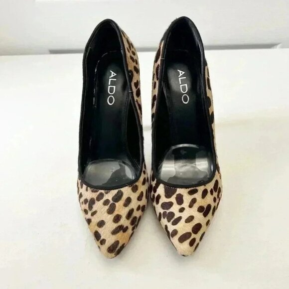Aldo Leopard Print High Heel Pumps Pointed Toe Platform Brown Tan Size 7.5 - Picture 4 of 16